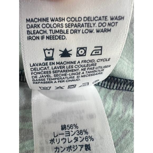 Lands' End Wmns Large 14-16 Cotton Stretch Tropical Print Maxi Dress Green Navy - Picture 10 of 12